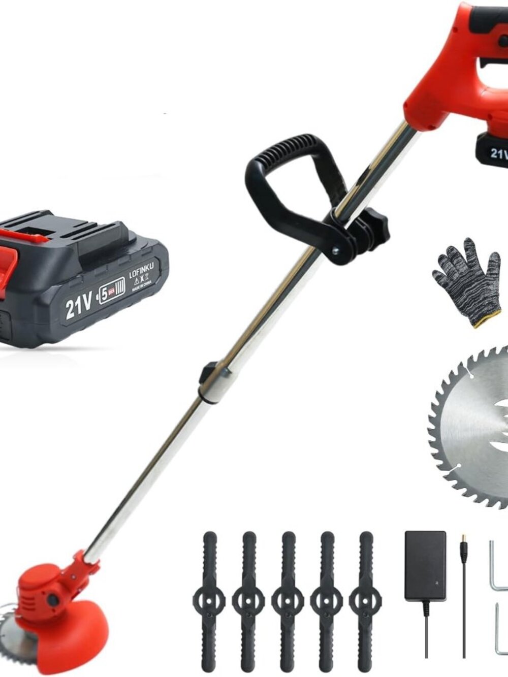 Cordless Eater String Trimmer Edger in Red, 6-Inch Cut with 1 Batteries